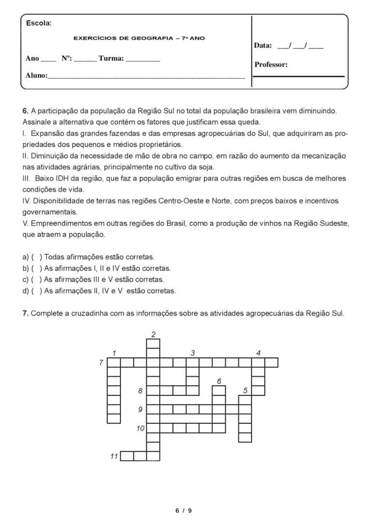 Atividades Escolares Sobre A Regi O Sul