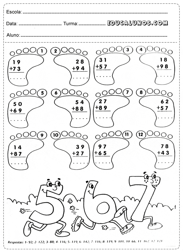 Atividades de Matemática para imprimir 3º ano