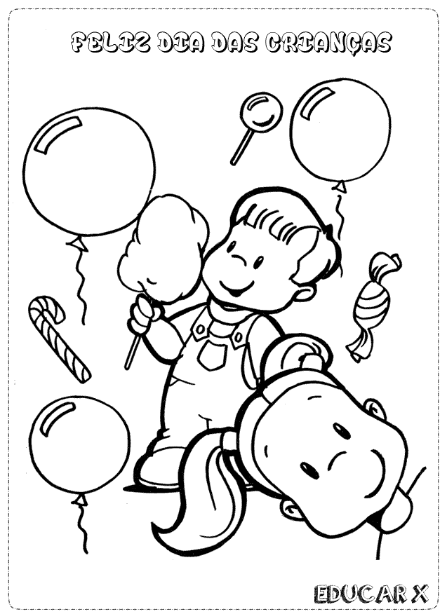 Desenhos para Colorir - Dia das Crianças - Atividades