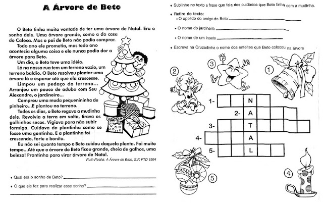Interpretação+texto+natal+atividade+prova+árvore