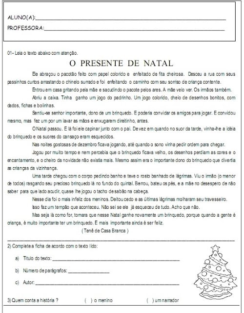Natal Produção de Texto Interpretação de Texto Atividades Exercícios papai noel rena trenó imprimir (47)