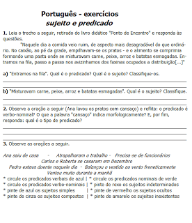Sujeito Predicado Atividades Ling Portuguesa Imprimir  (1)