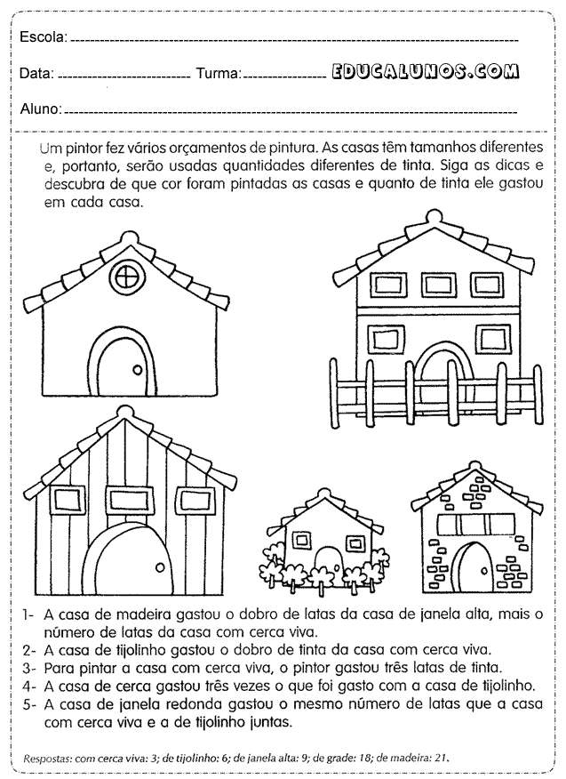 Atividades de Matemática para o 4º ano e 5º ano