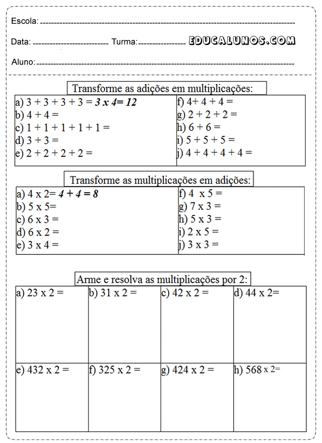 Atividades de matemática 4º ano - Situações - problema 4º ano para