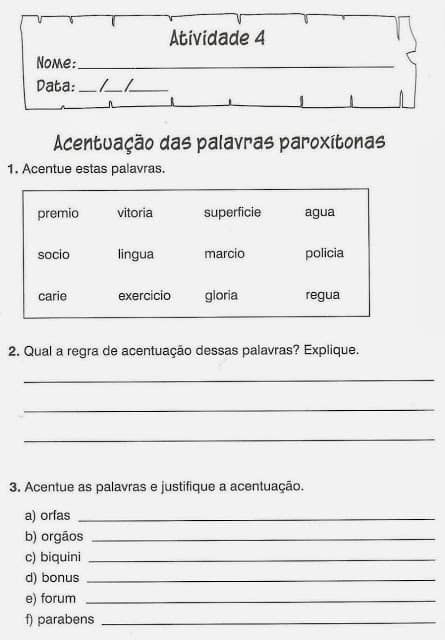 Atividades de Português para o 3º, 4º e 5º ano 