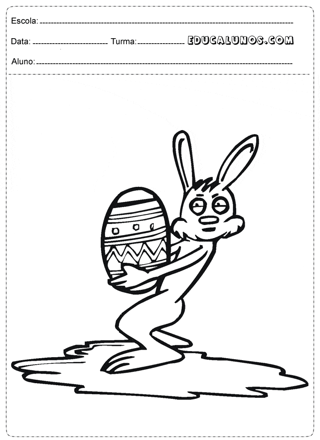 Atividades de colorir Páscoa, Coelho e ovo da páscoas