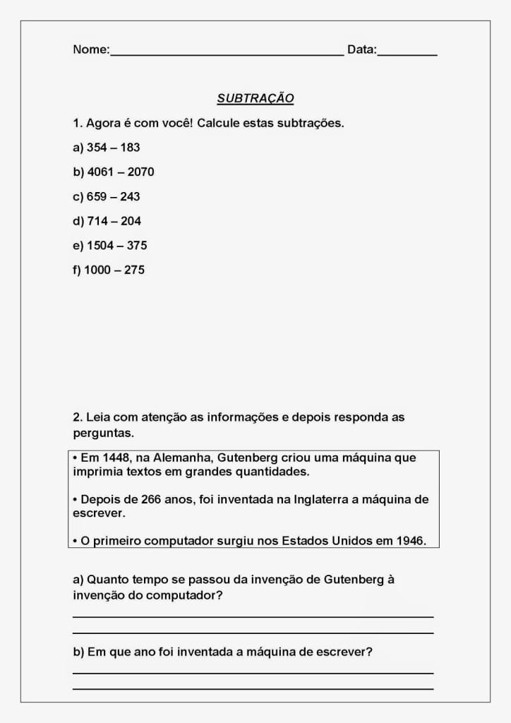 Exercícios Matemáticos Para 4º Ano Atividades Pedagógicas 7706