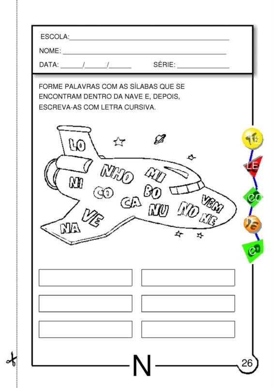 ATIVIDADE DE ALFABETIZAÇÃO CHUVA DE AMOR DAS SÍLABAS DA LETRA N