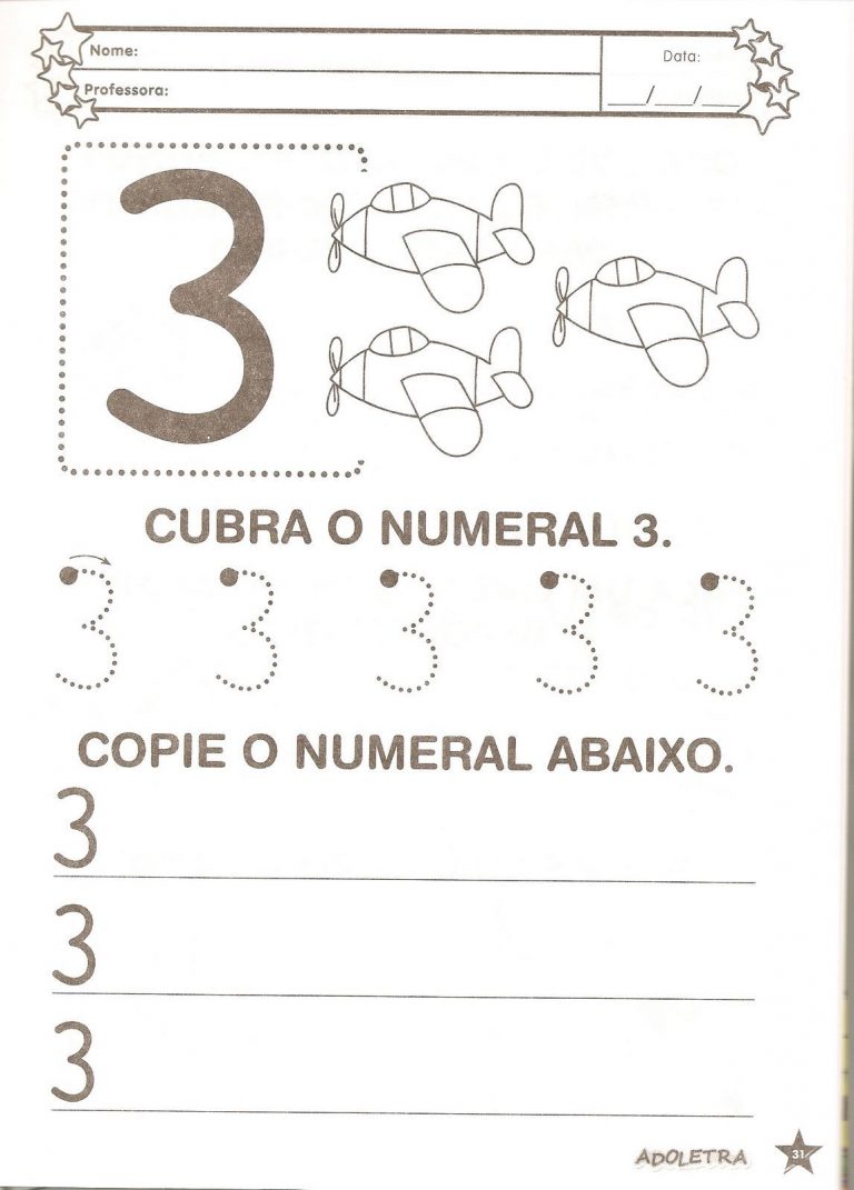 ATIVIDADES COM NUMERO 3 PARA EDUCAÇÃO INFANTIL