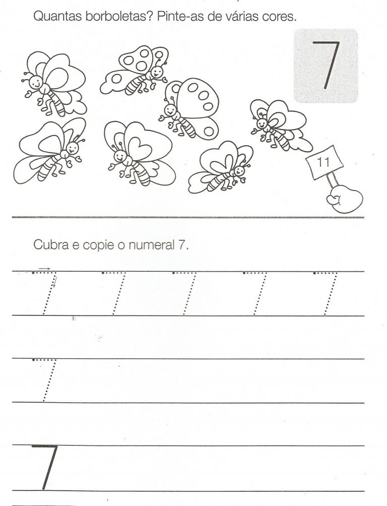 ATIVIDADES COM NUMERO 7 PARA EDUCAÇÃO INFANTIL