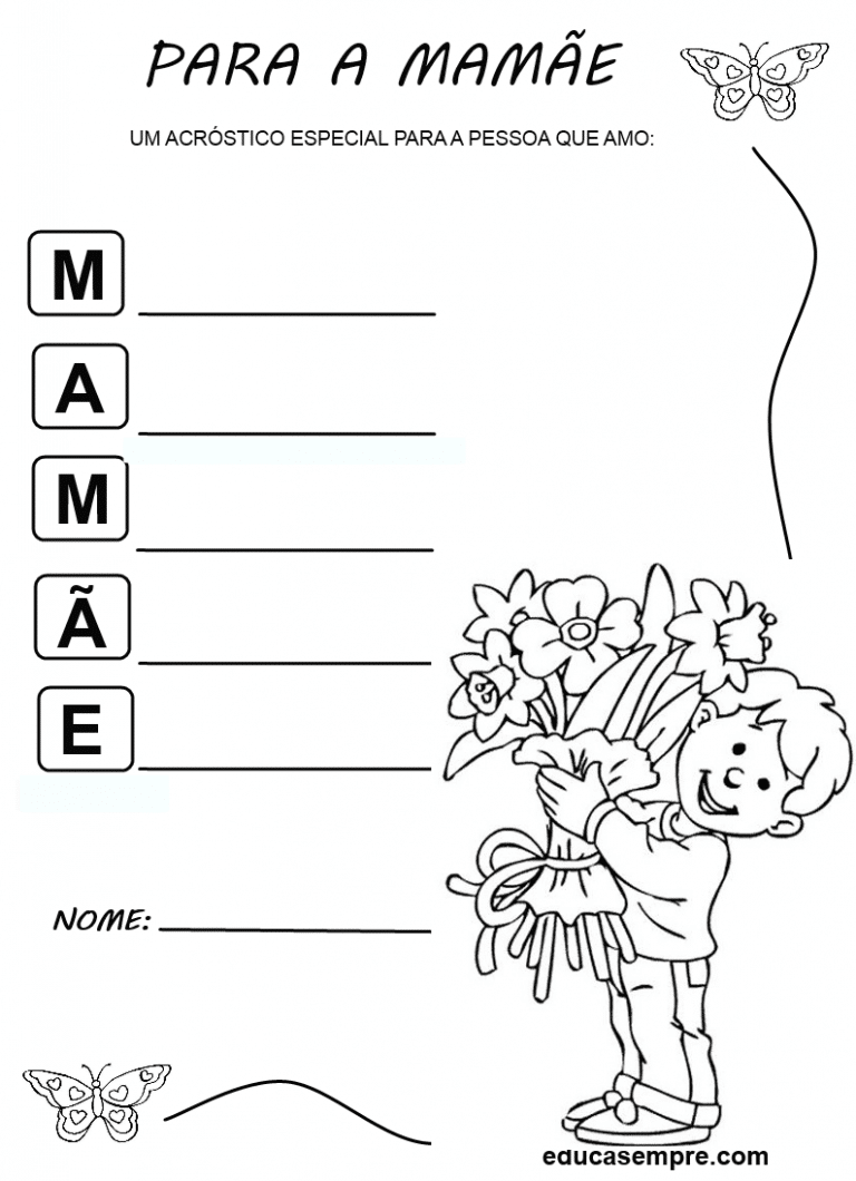 ACRÓSTICO COM A PALAVRA MAMÃE - Atividades Pedagógicas
