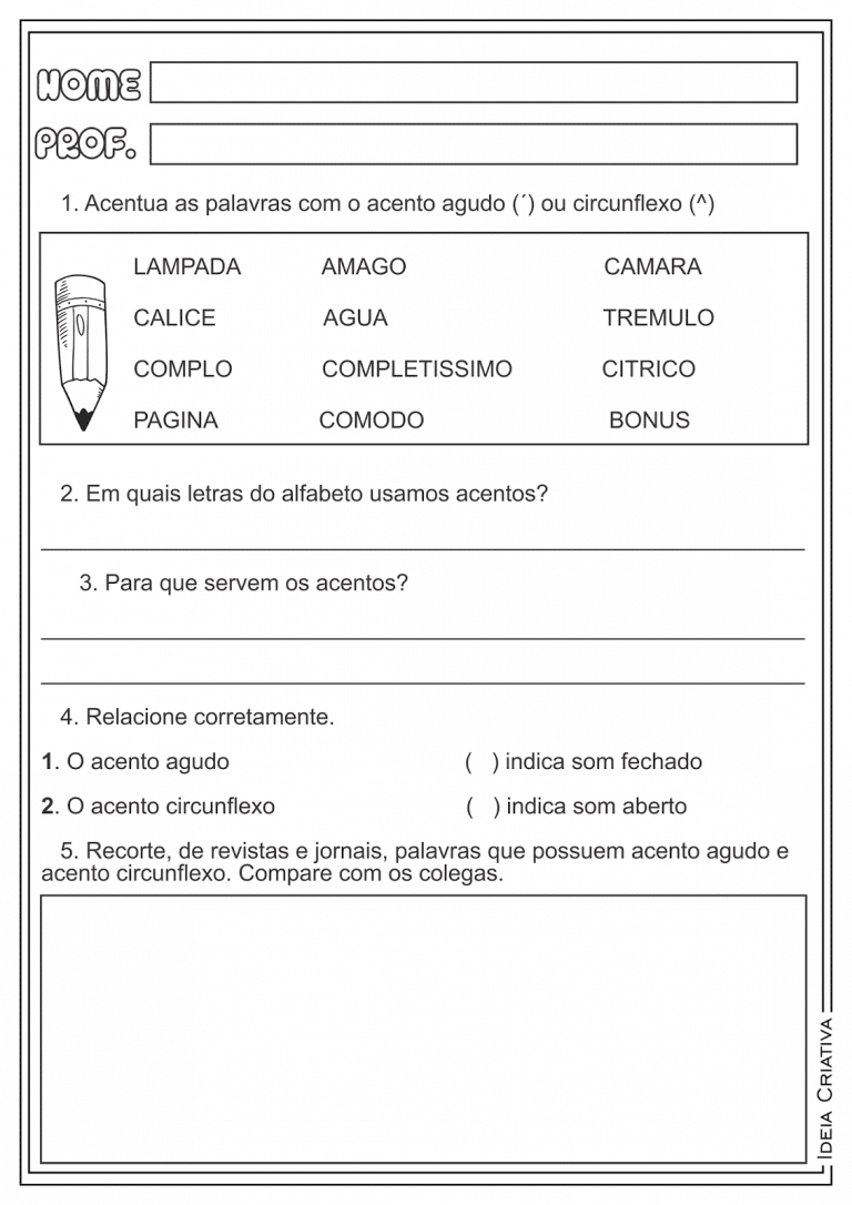 ATIVIDADES COM ACENTO AGUDO E CIRCUNFLEXO