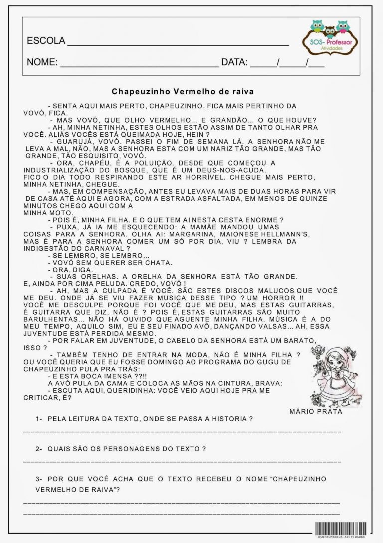 INTERPRETAÇÃO DE TEXTO - CHAPEUZINHO VERMELHO