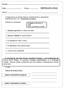 ATIVIDADES COM SUBSTANTIVOS COMUM E PRÓPRIO