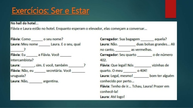 Exercícios com verbos Ser, Estar e Ficar: inclui gabarito