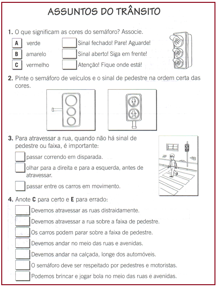 Atividades Com Sinais de Trânsito para Educação Infantil