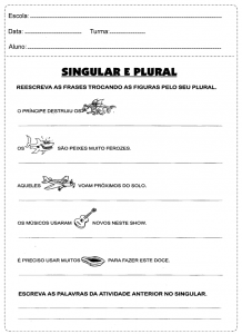 ATIVIDADES COM SINGULAR E PLURAL - EXERCÍCIOS