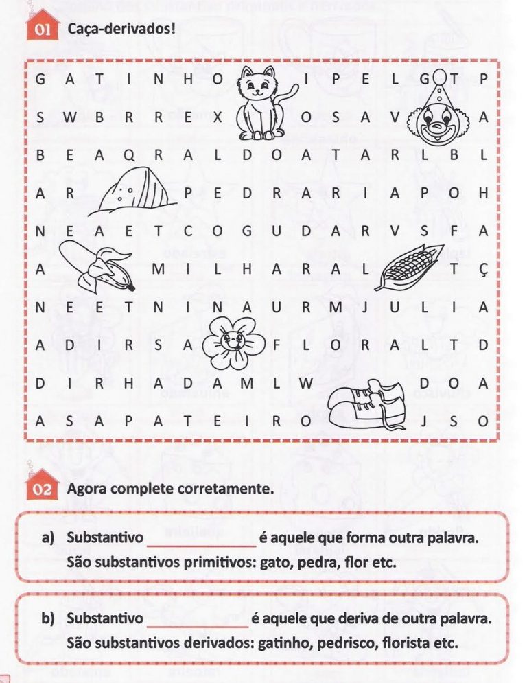 Atividades Com Substantivos Primitivos e Derivados