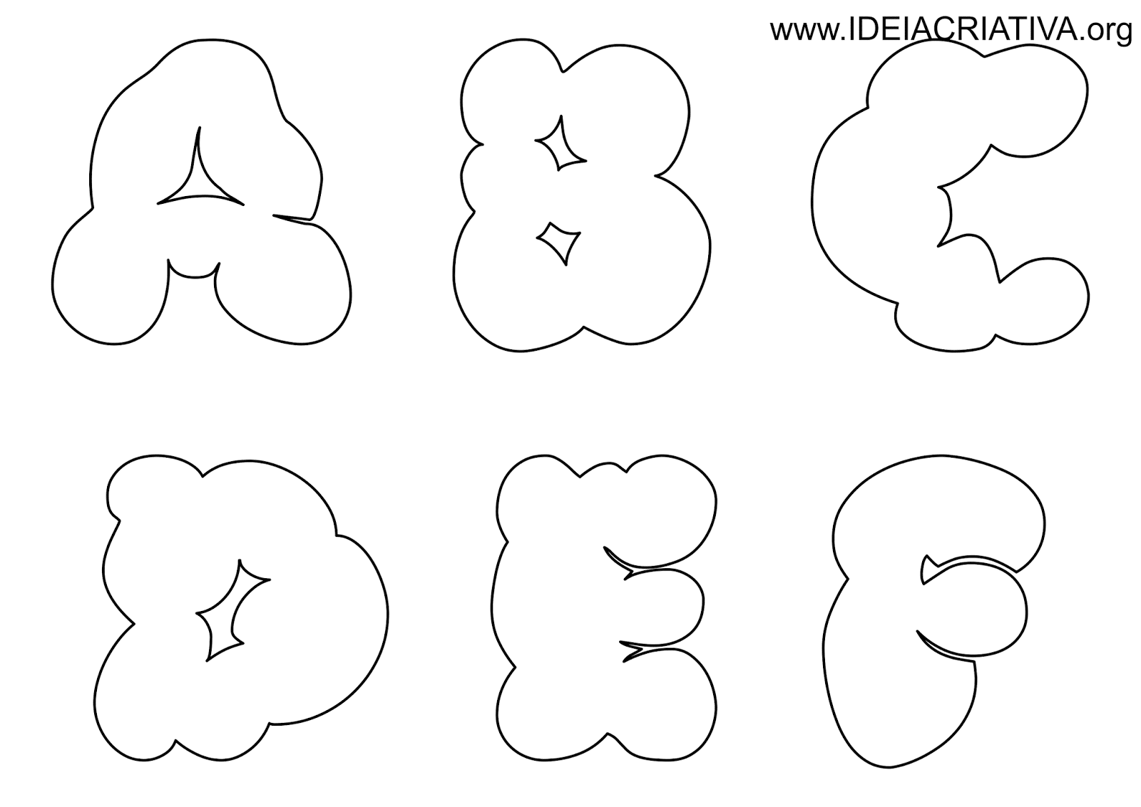 molde de letras em forma de nuvem