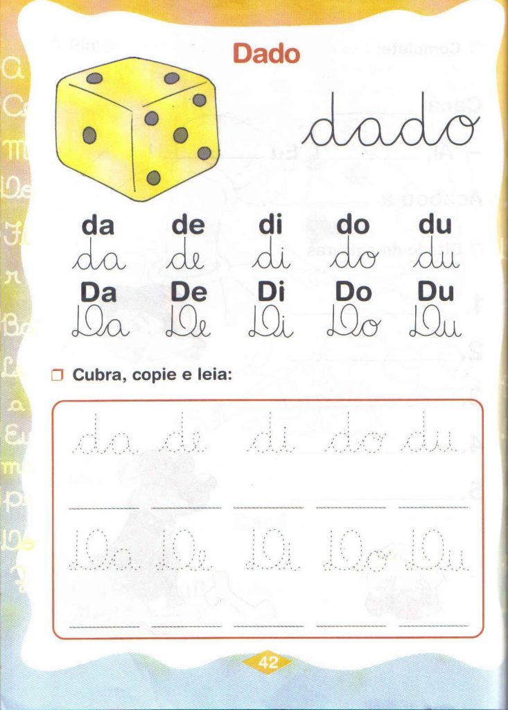 ATIVIDADES COM AS SÍLABAS DA DE DI DO DU