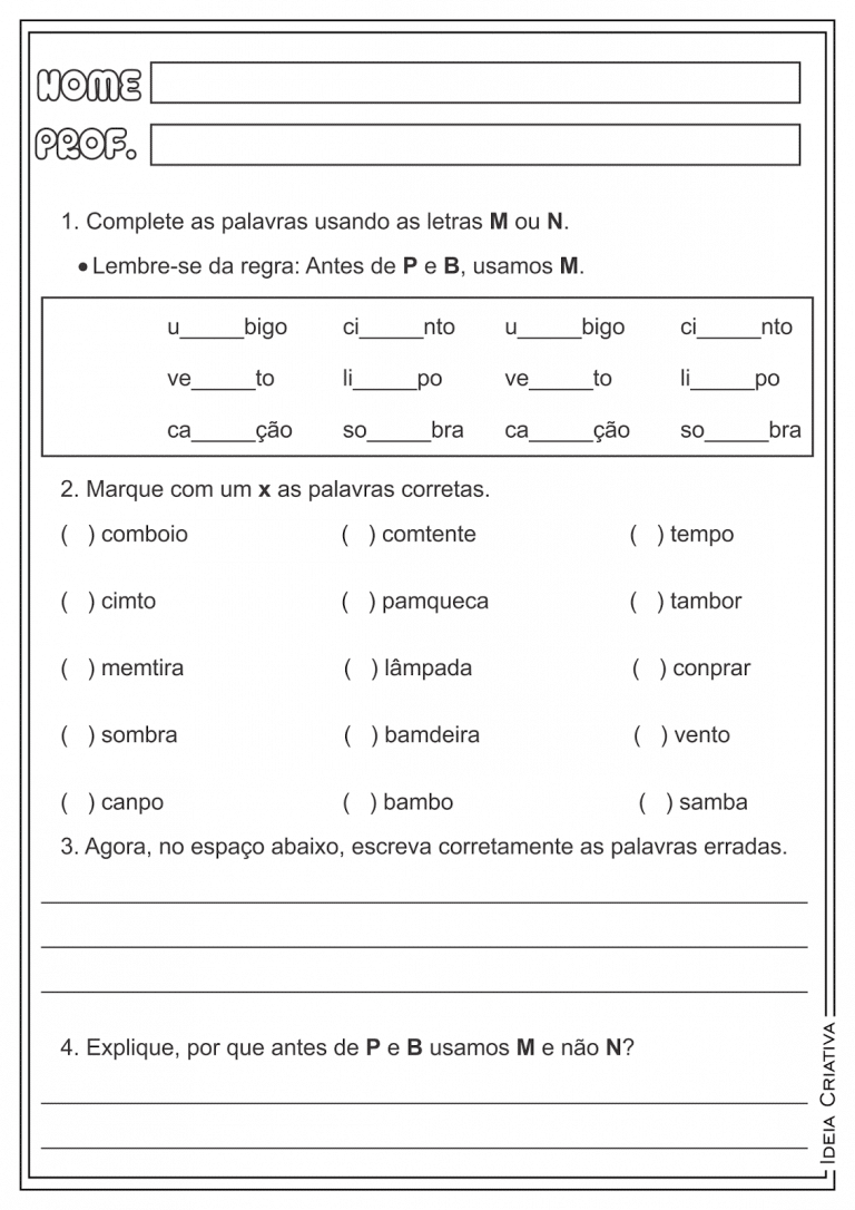 Atividades Com M Antes De P E B Atividades Pedag Gicas