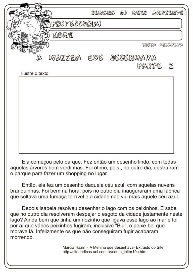 Atividades com o Texto a Menina Que Desenhava - Interpretação