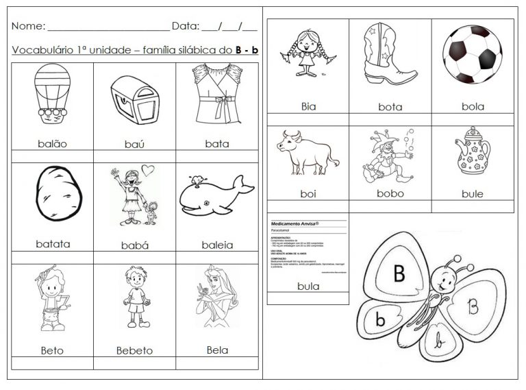 Atividades Com A Família Silábica Do B - BA BE BI BO BU