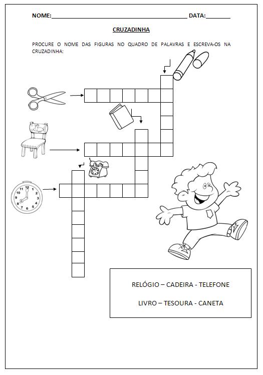 Atividades de alfabetização 1º Ano: Cruzadinha e Caça-palavras dos