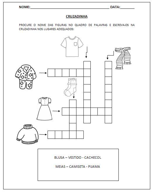 Atividades de alfabetização 1º Ano: Cruzadinha e Caça-palavras dos