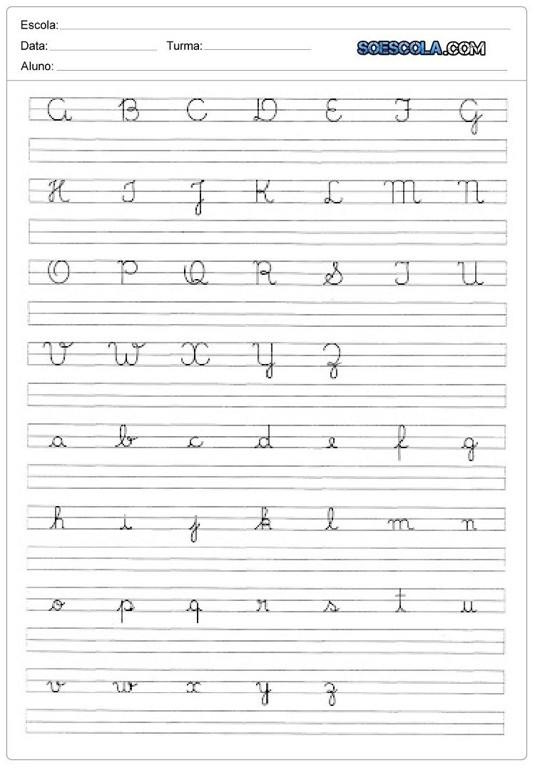Alfabeto Cursivo Maiúsculo E Minusculo Para Imprimir 9704