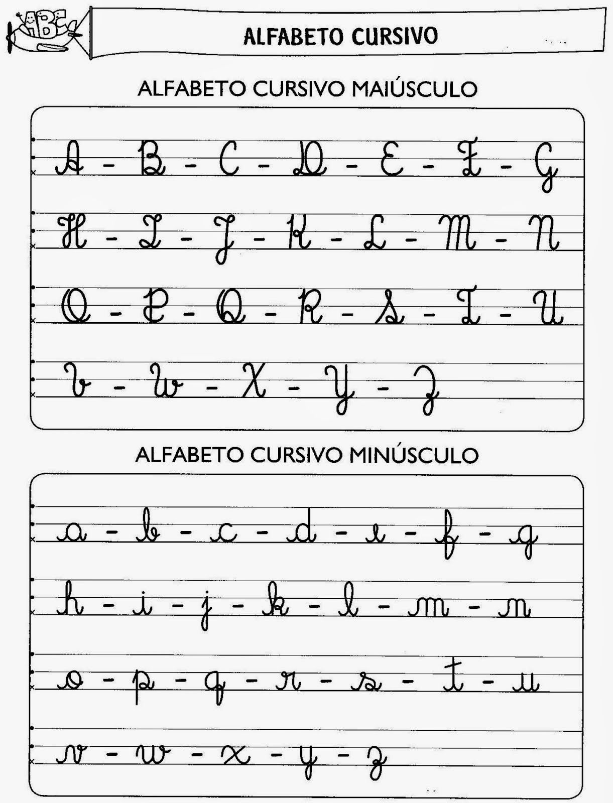 Alfabeto Cursivo Mai sculo E Minusculo Para Imprimir