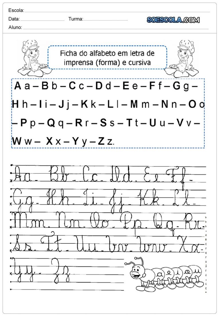 Alfabeto Cursivo Maiúsculo E Minusculo Para Imprimir 0907