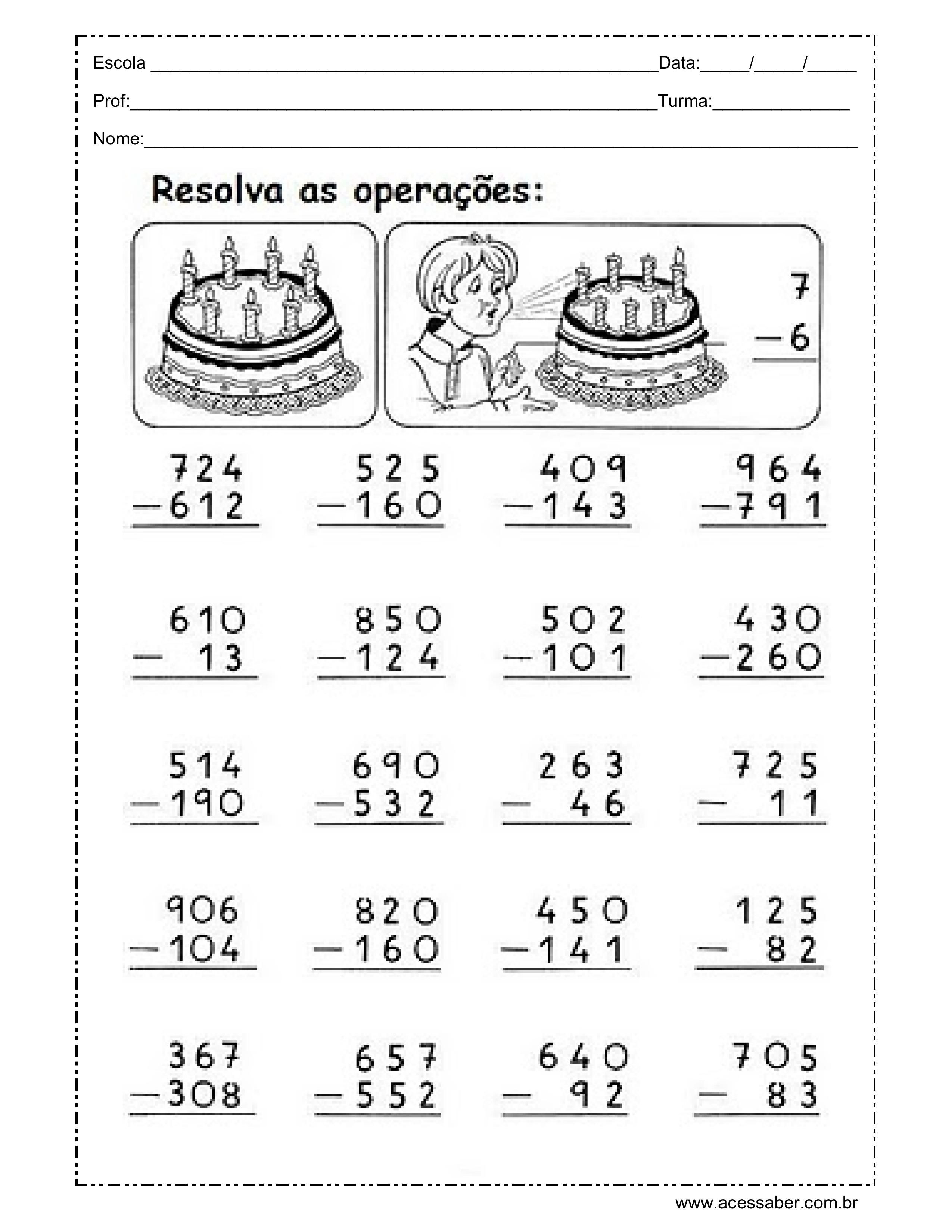 Matematica com as 4 operações