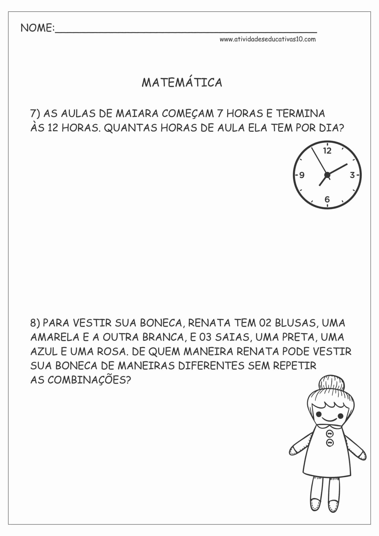 Situações Problemas Horas