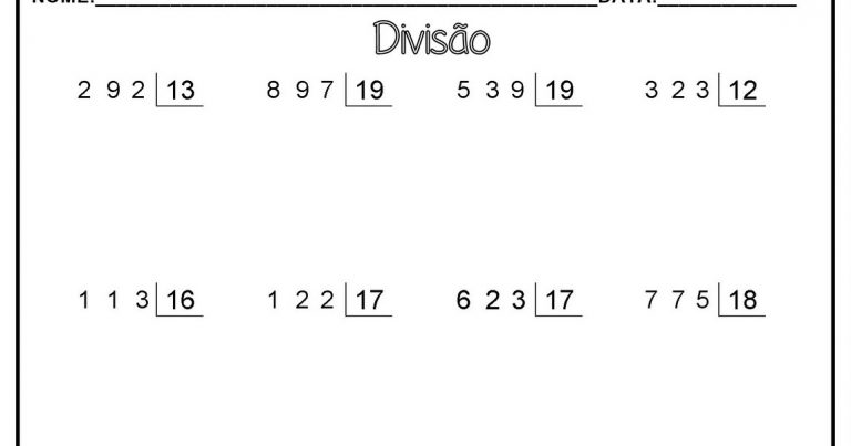 Atividades De Divisão Com Dois Algarismos No Divisor 2074