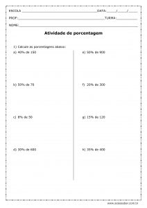 Exercícios De Porcentagem Para O Ensino Fundamental