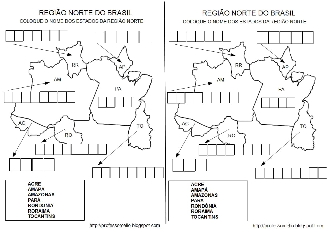 ATIVIDADES SOBRE A REGIÃO NORTE DO BRASIL