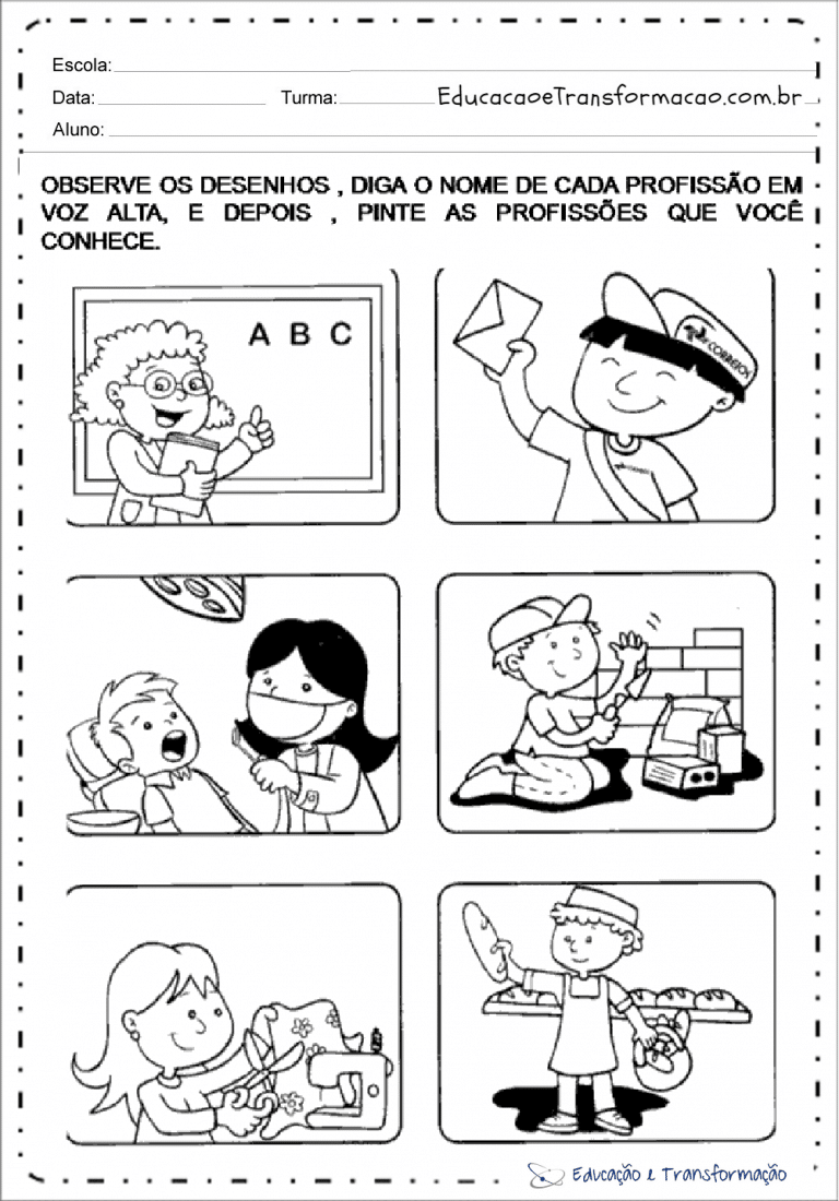 Atividades sobre Profissões para Educação Infantil