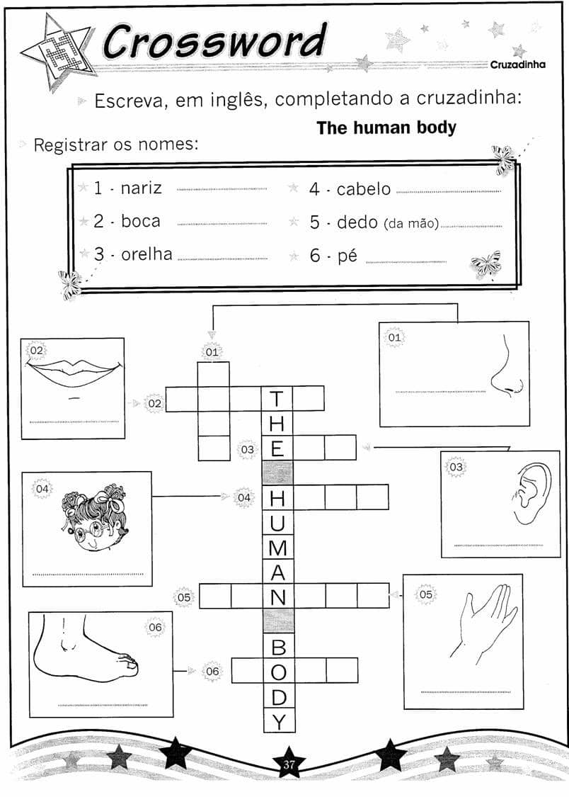 Cruzadinha e Caça Palavras sobre o Corpo Humano