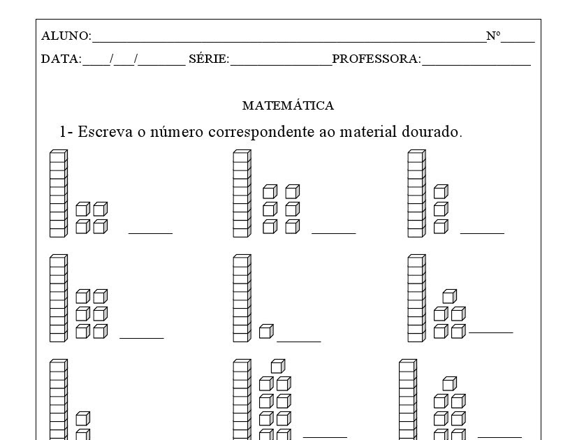 Atividades com material dourado 2 e 3 ano