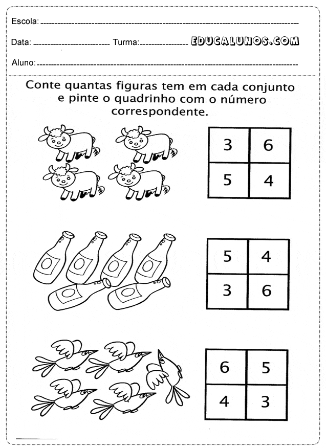 Atividade de Matemática 1º Ano: Números e Quantidades