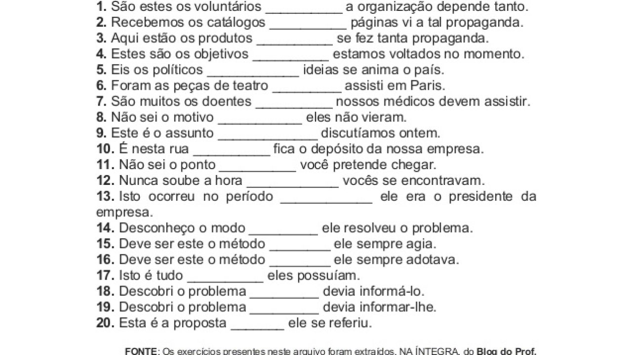 Pronome Relativo exercise